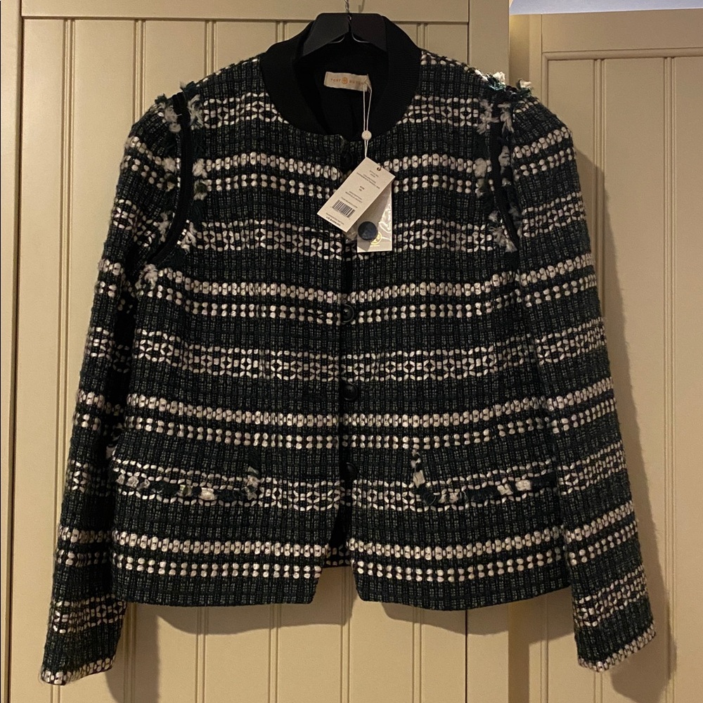 Tory Burch Horseback Tweed Norfolk Jacket